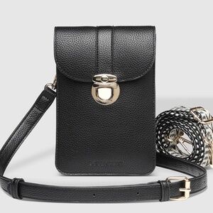 Louenhide, Black Vegan Leather Fontaine Phone Bag, NWT